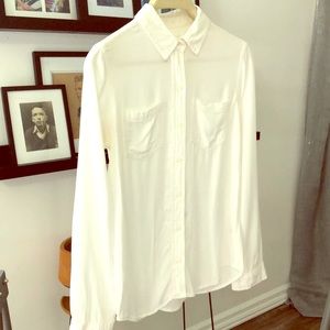 White rayon button down